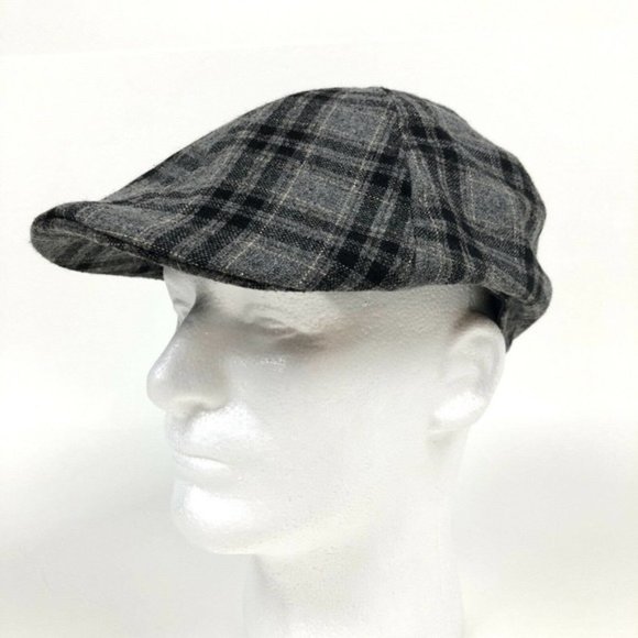 Henschel Hat Co. Cap Wool Blend Gray Plaid L/XL